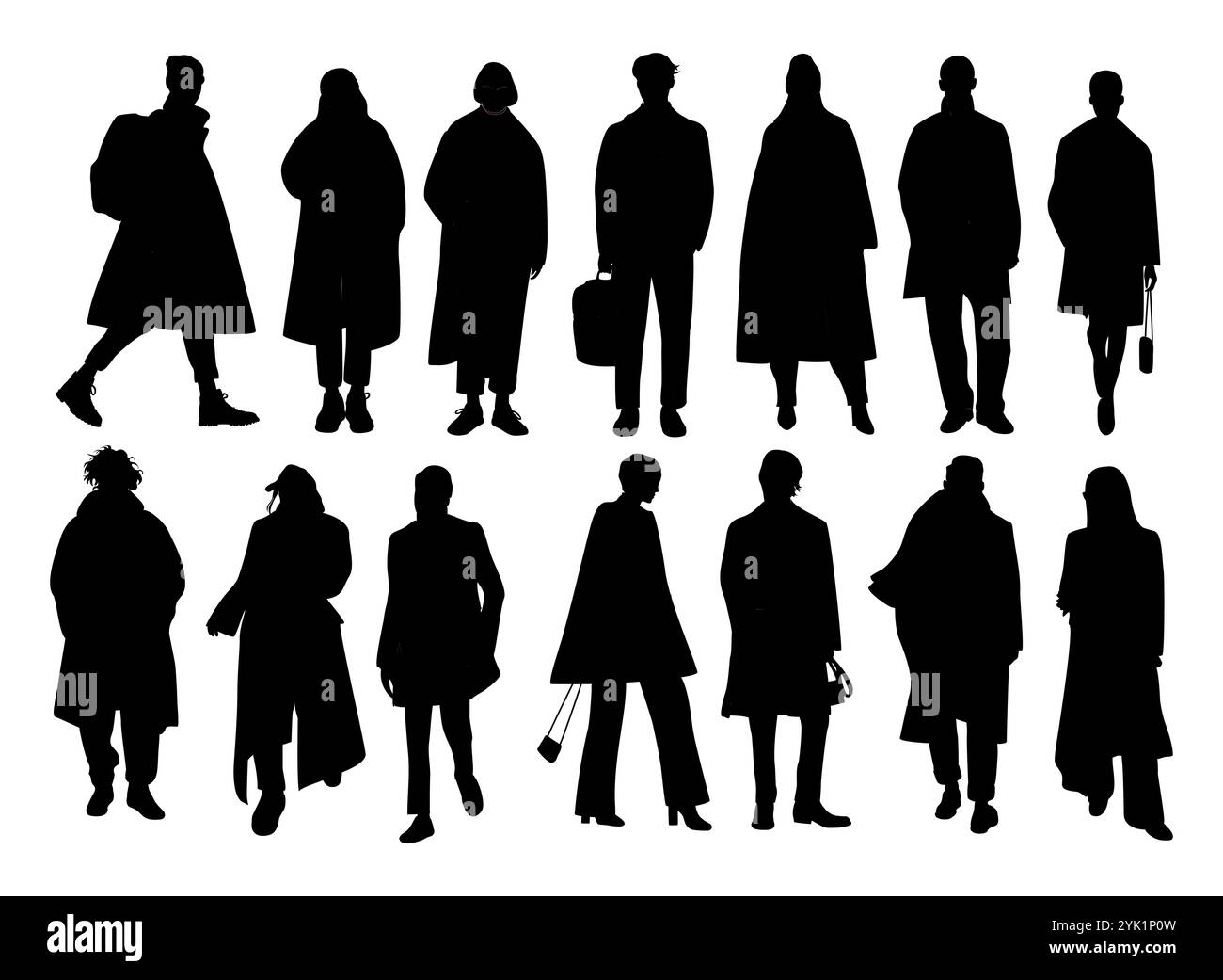 Silhouettes of People Standing and walking set Stock Vector Image & Art ...