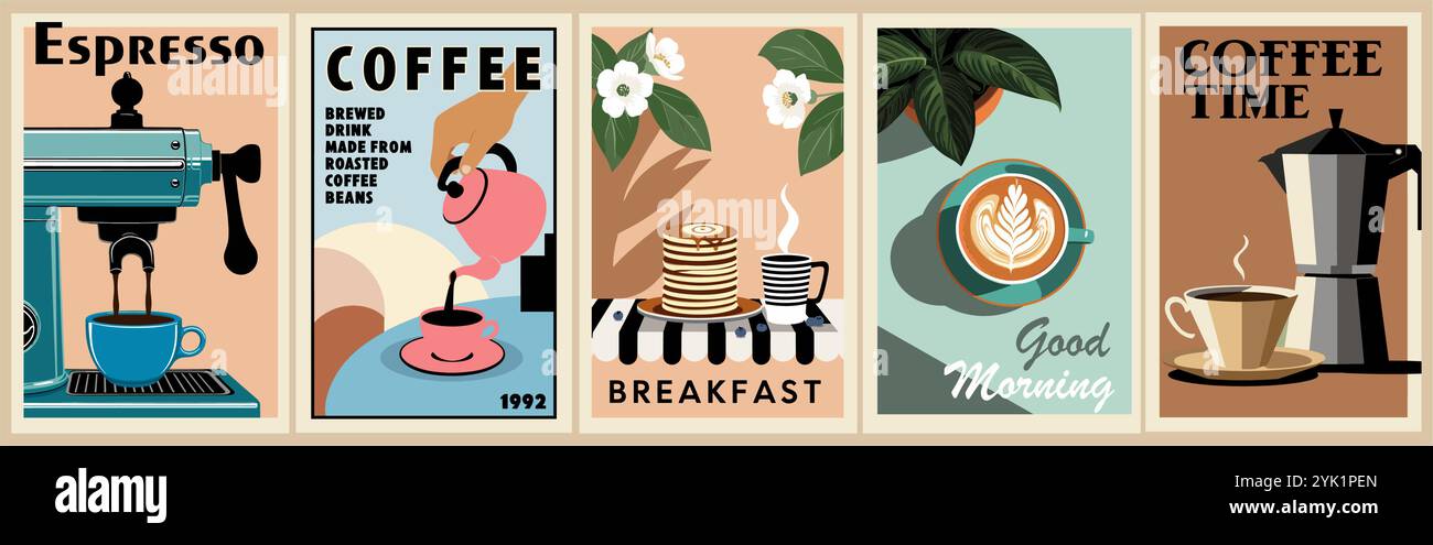 Coffee poster design set in retro style Stock Vector Image & Art - Alamy