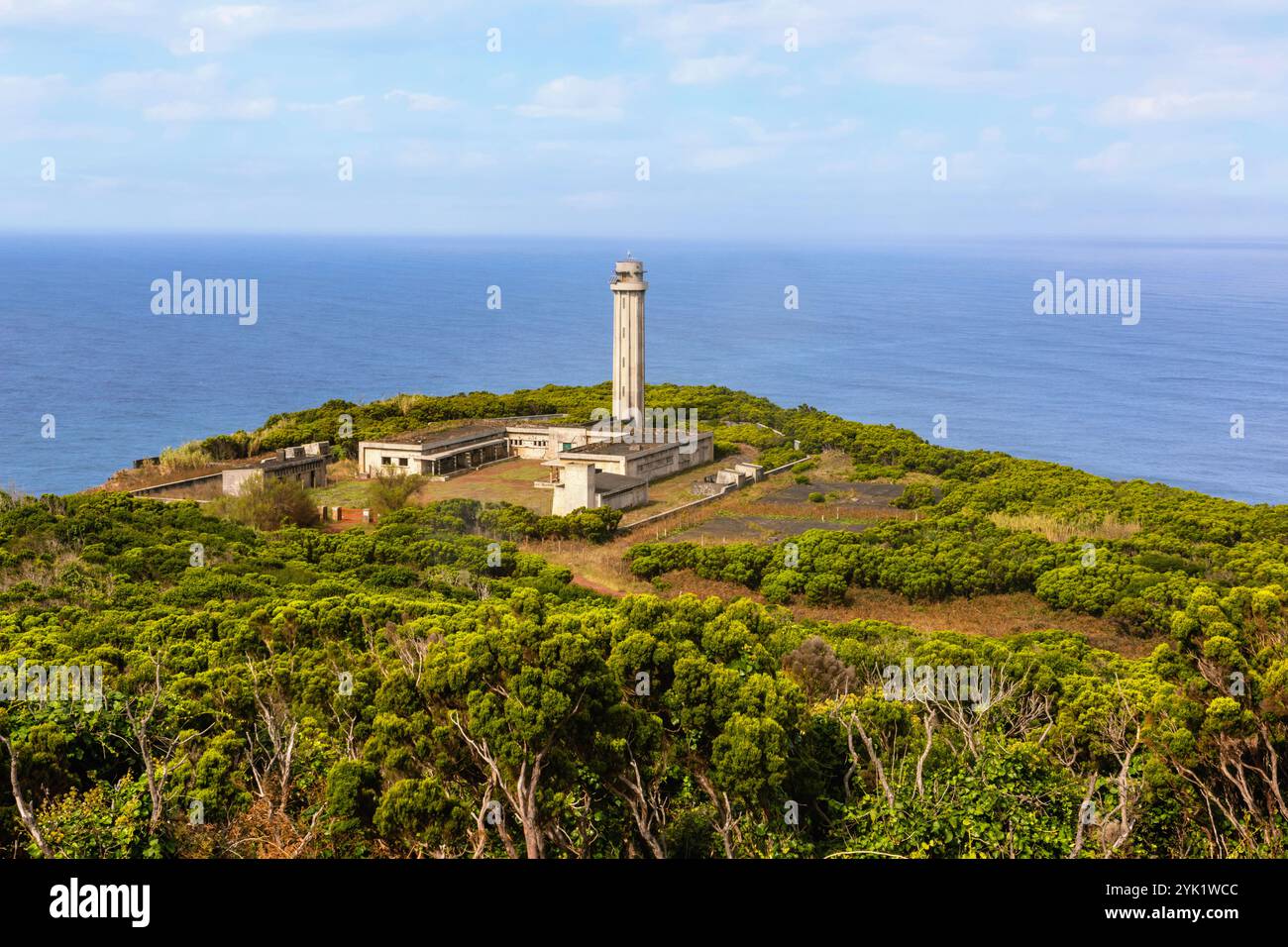 The Ponta dos Rosais Lighthouse was abandoned after an earthquake. It is located at the western coast of São Jorge, Azores. Stock Photo