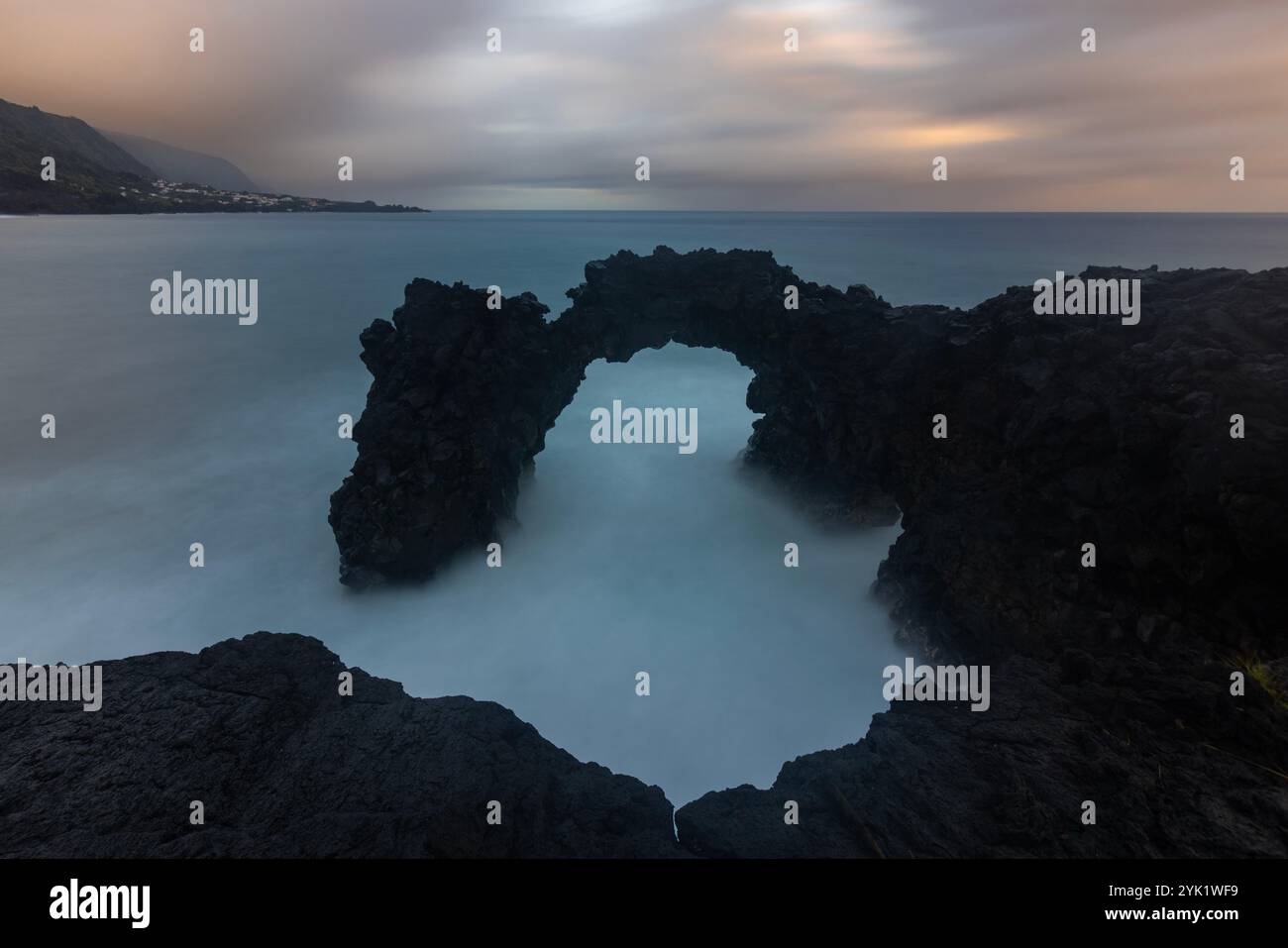 The Fajã da Ribeira d’Areia is located in the North of the São Jorge island, Azores. Stock Photo