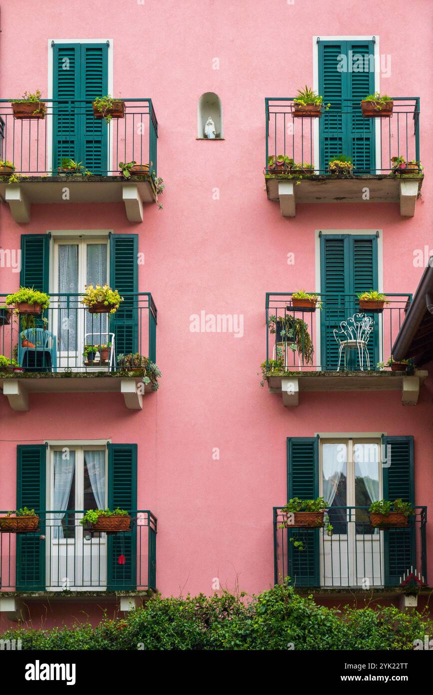 Stylish pink residential building balconies hi-res stock photography ...