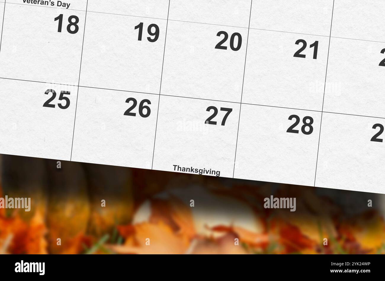Thanksgiving Day 2025 on a calendar Stock Photo Alamy