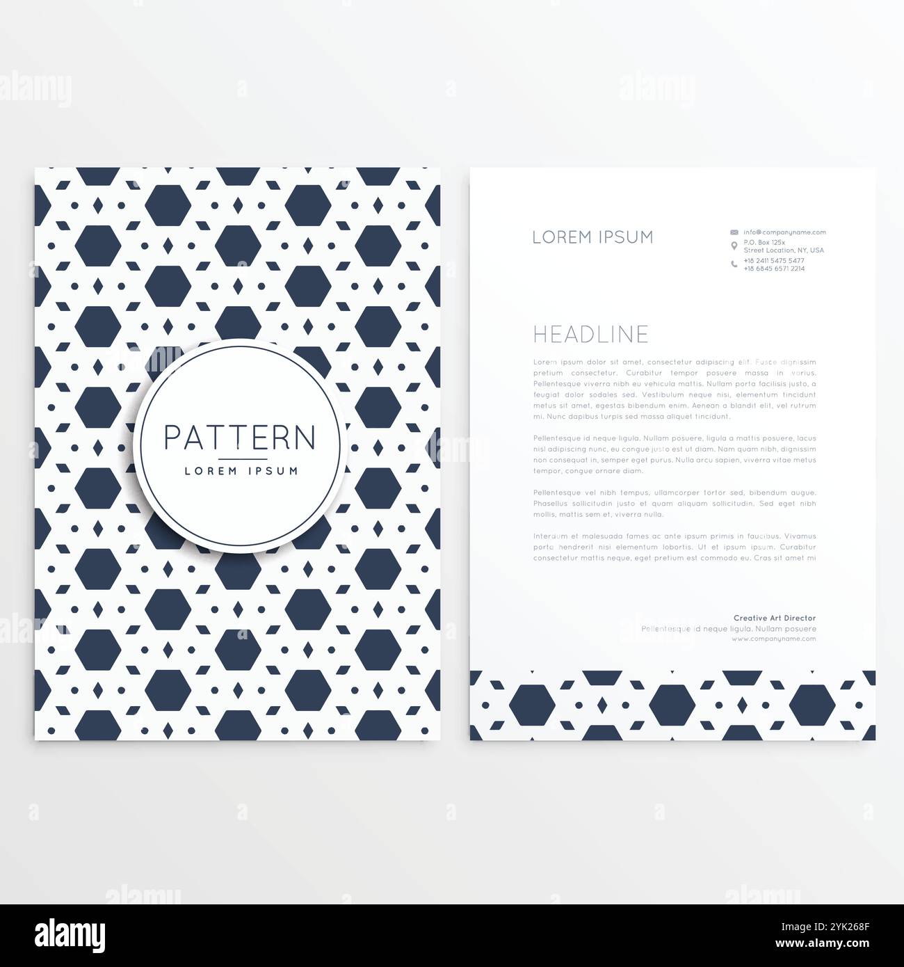 elegant abstract pattern business shape letterhead template in creative ...