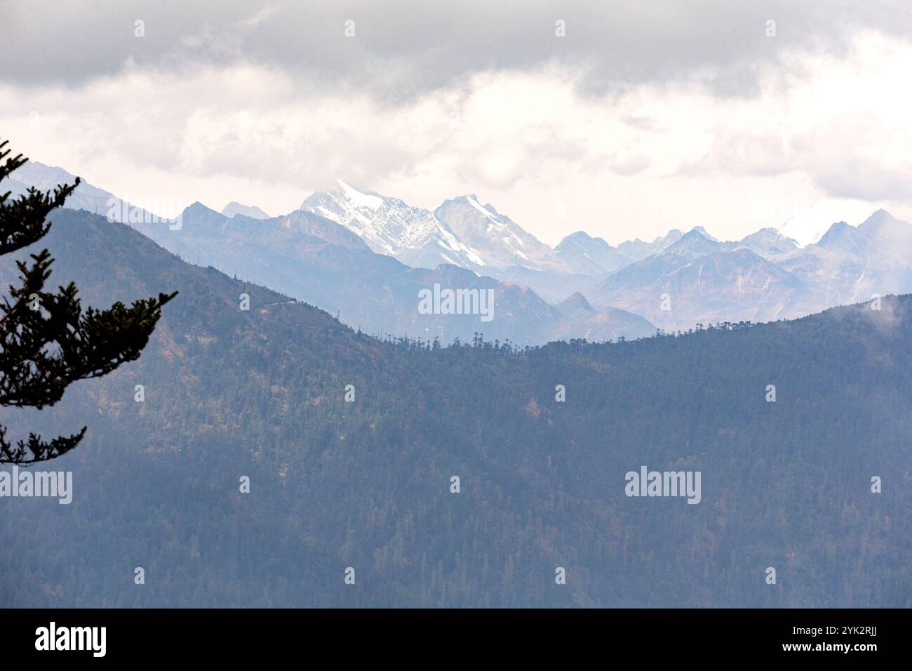 Himalayan ranges, a scenic view from Lungchutse Temple, which is ...
