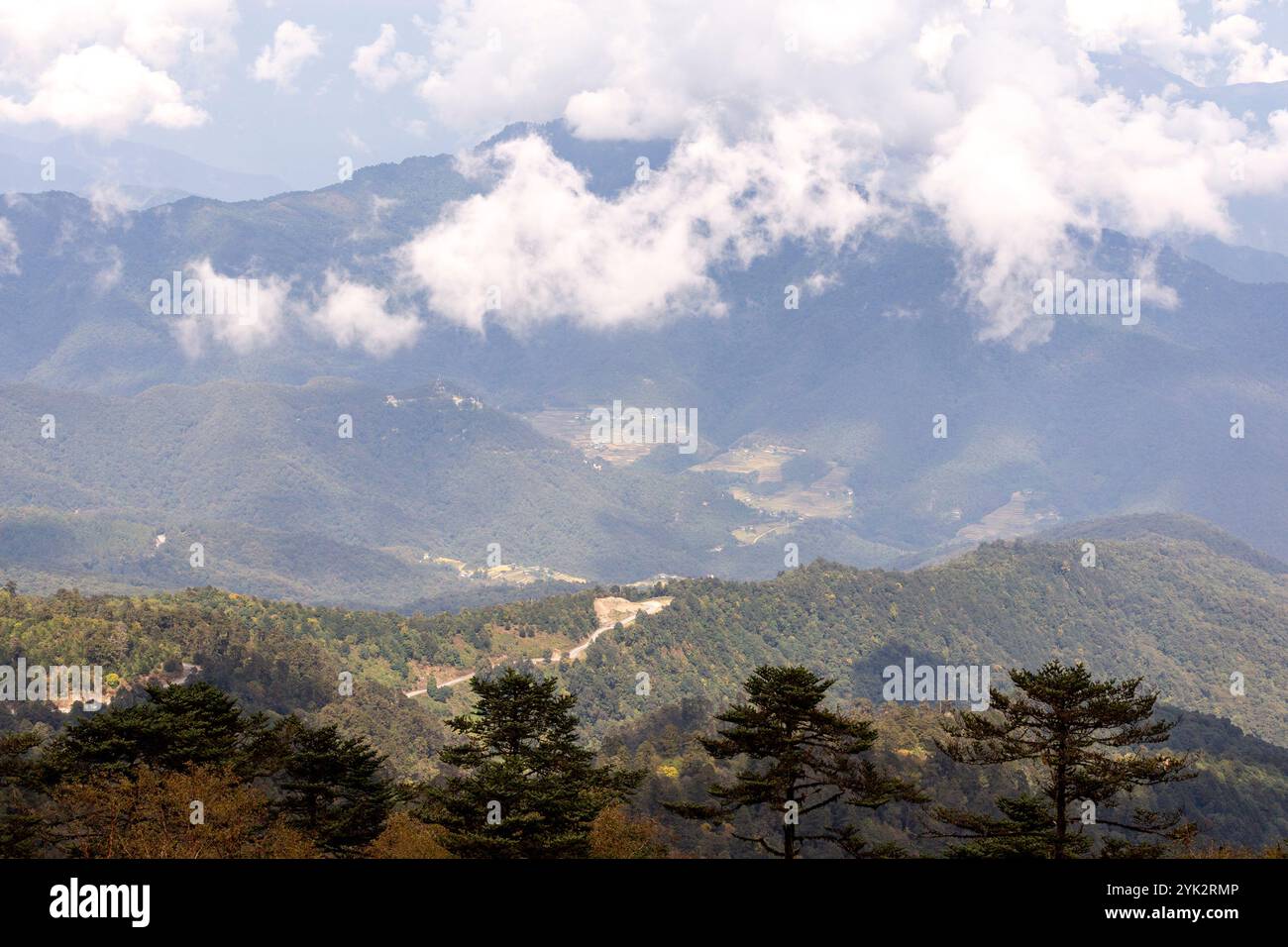 Himalayan ranges, a scenic view from Lungchutse Temple, which is ...