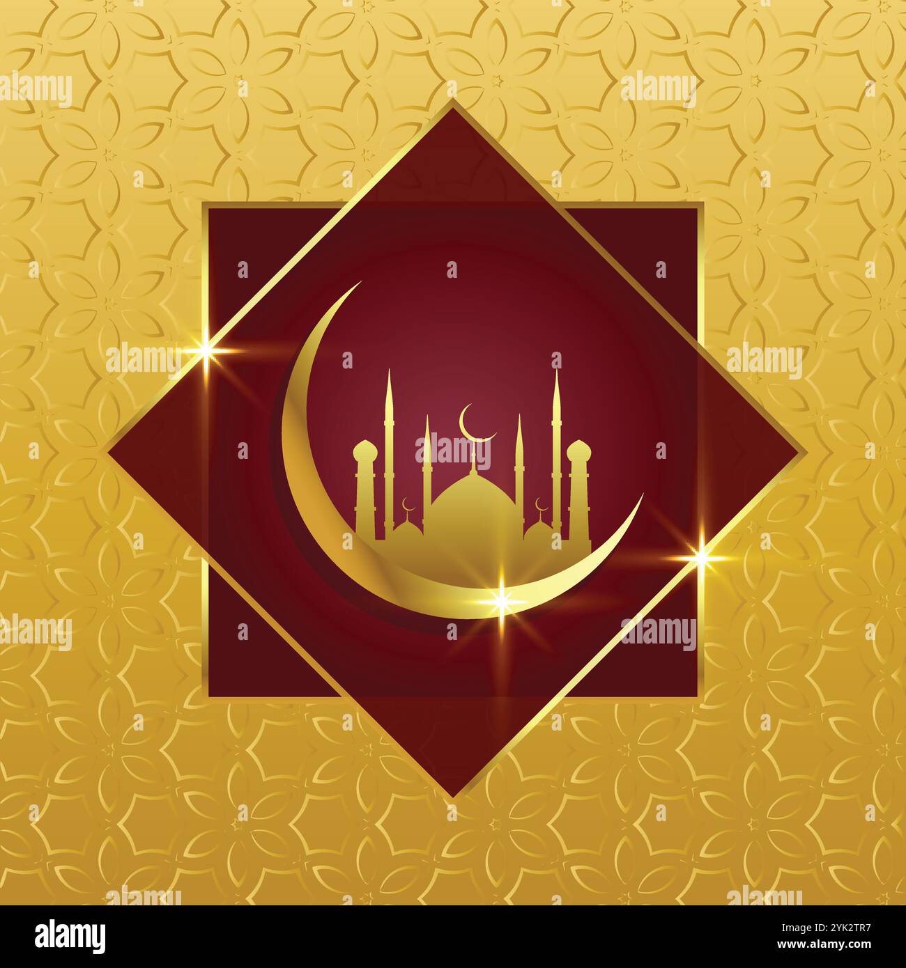 islamic background with golden moon and mosque Stock Vector Image & Art ...