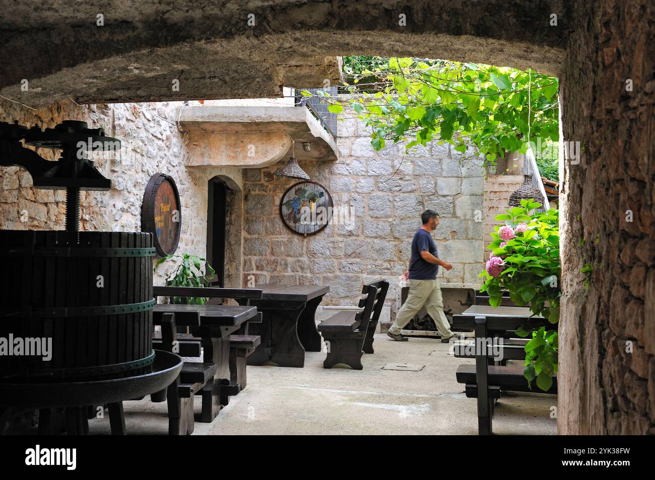 'Pinjata' winerie and tavern, Vrboska, Hvar island, Croatia, Southeast Europe Stock Photo