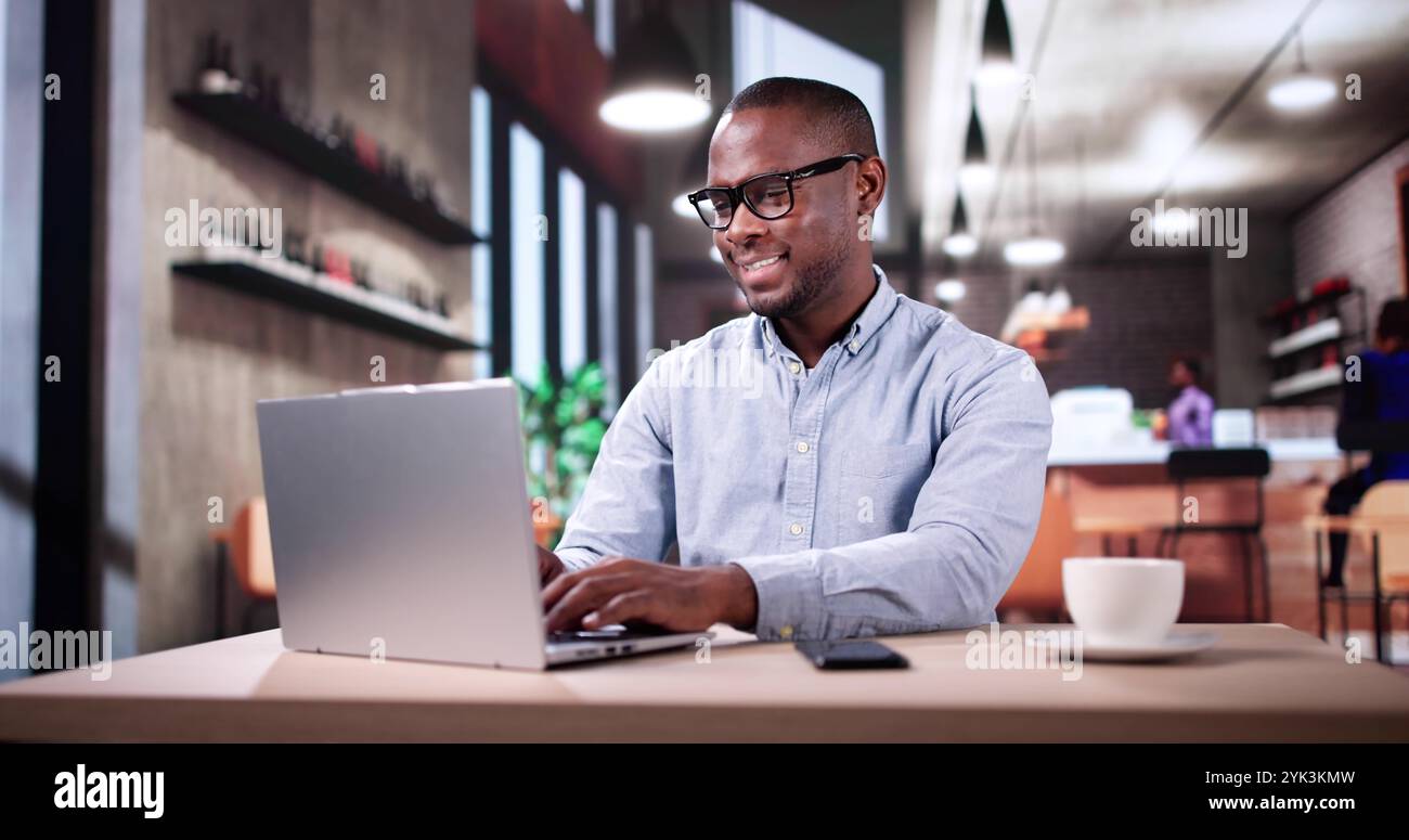 Work And Study On Laptop Computer. Student Typing Stock Photo
