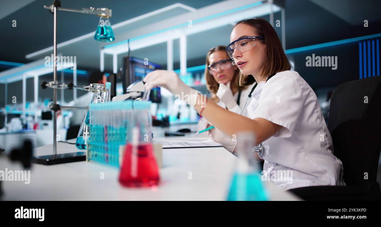 Medicine Clinic Discovery And Health Care. Scientist In Laboratory Stock Photo