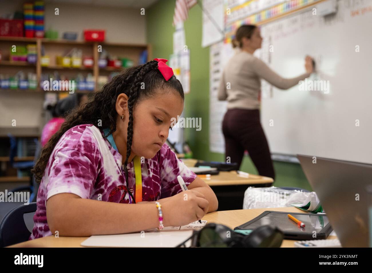 Third grade students at the Northwest Elementary school works on a math