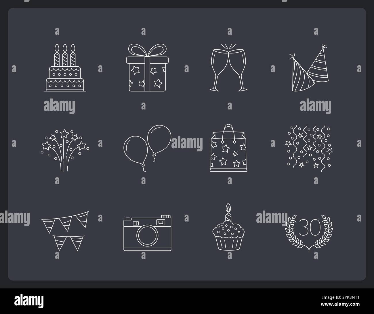 Birthday and party line icons, vector eps10 illustration Stock Vector ...