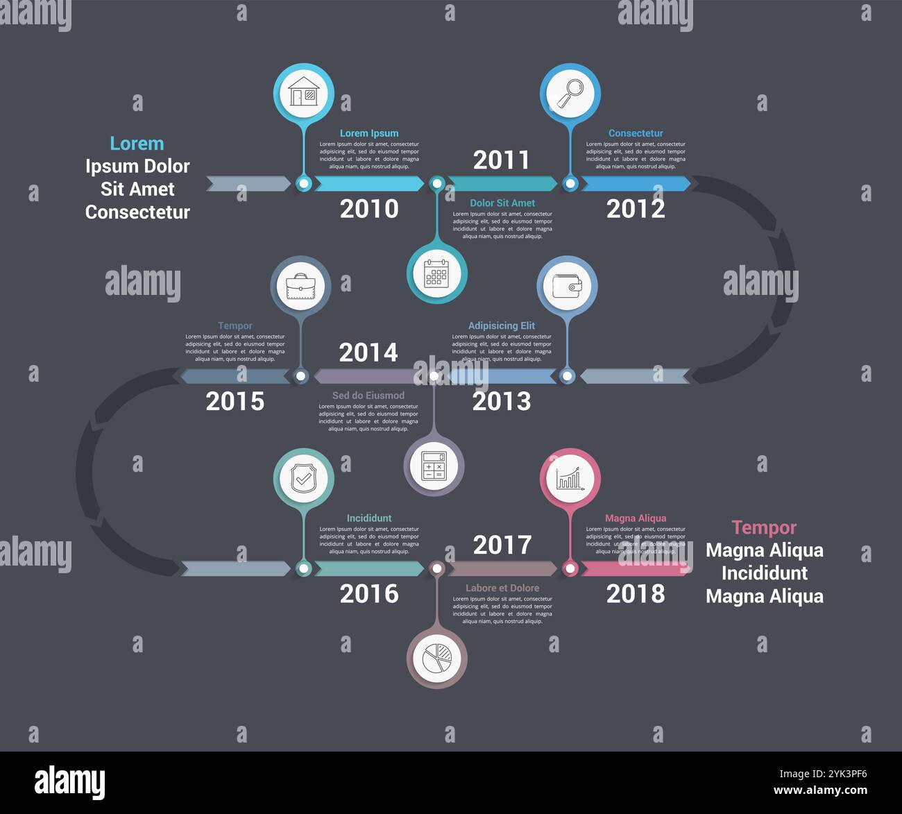 Timeline infographics template with arrows, workflow or process diagram ...