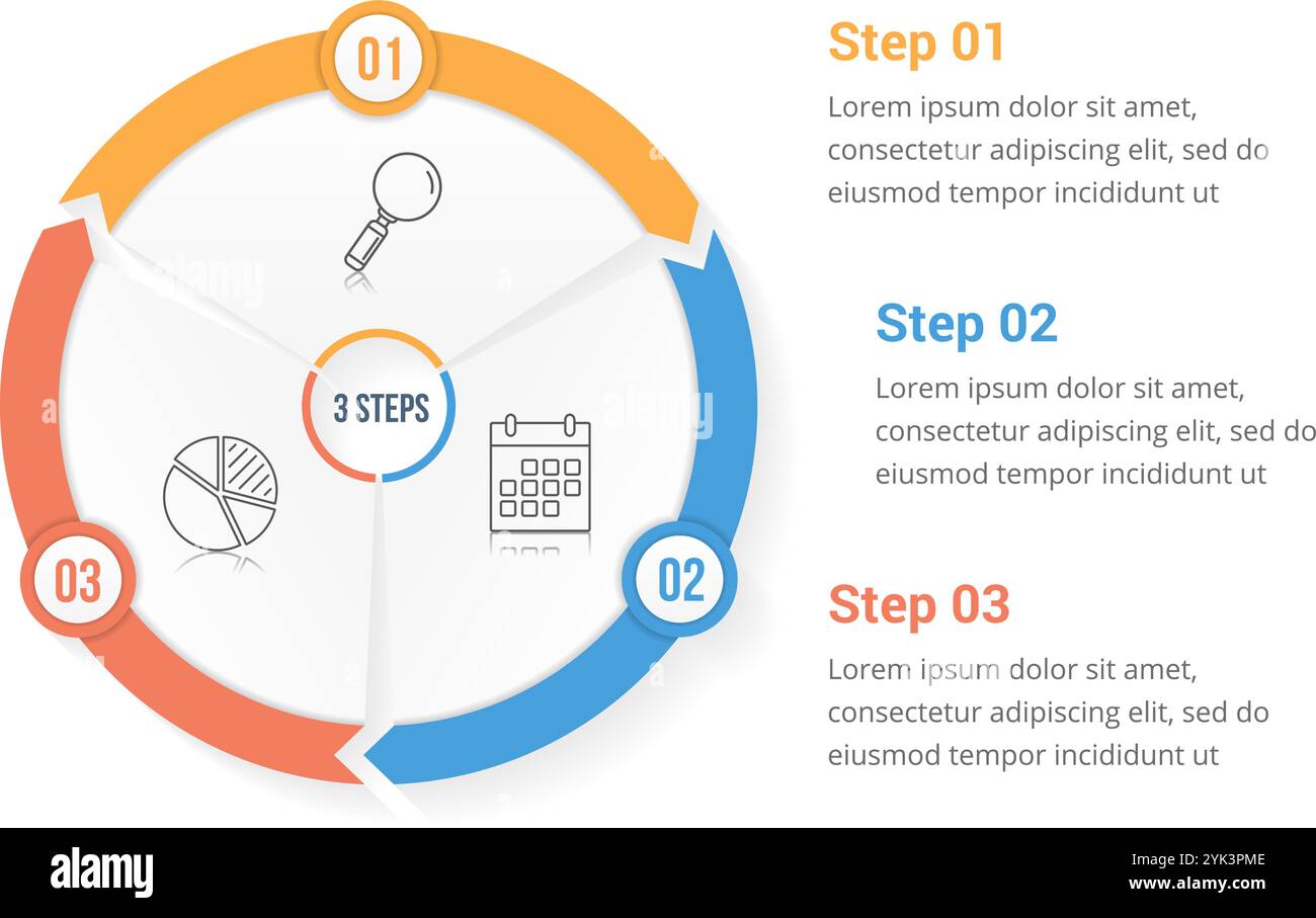 Circle arrows - infographic template with three elements, steps or ...