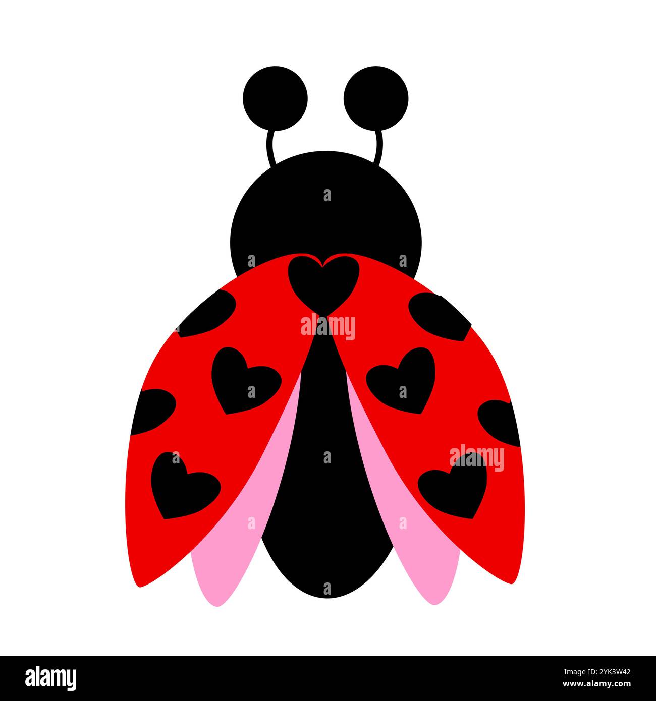cute ladybug with hearts on a white background. hand drawn. vector Stock Vector
