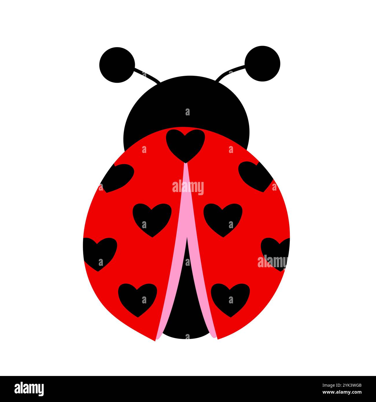 cute ladybug with hearts on a white background. hand drawn. vector Stock Vector