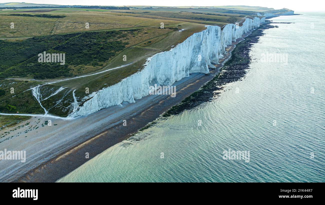 Aeial View Of The Seven Sisters In East Sussex England Stock Photo