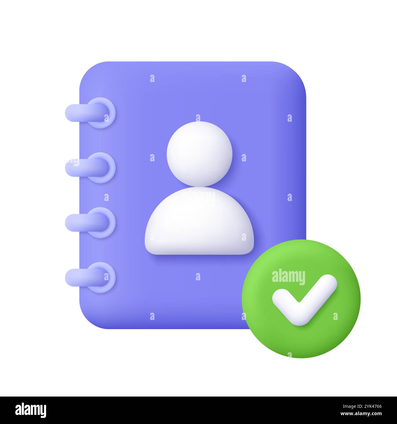 Contact book with user sign and check mark. Contact information ...
