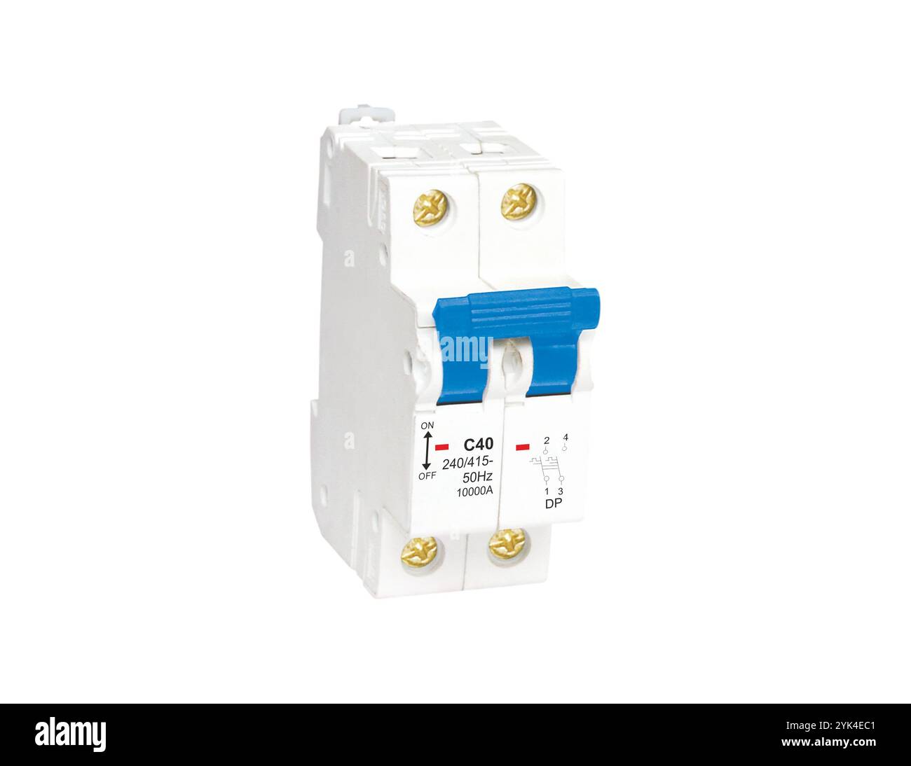 MCB Miniature Circuit Breakers Isolated on White Background Stock Photo