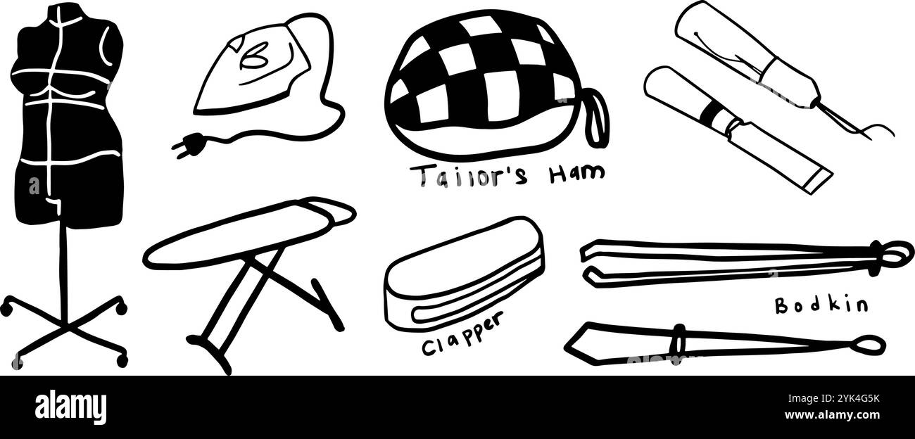 Sewing Set Illustration | Cute Minimalist Doodle Vector for Craft and ...