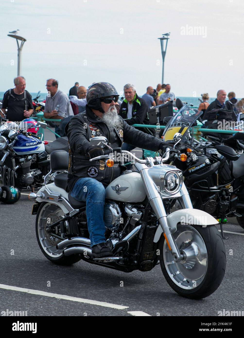 Thousands of bikers took to the road for their annual 'London to Brighton  Burn Up' ride event. They departed from the Ace Cafe in London and  descended on  Brighton seafront  where motorcycles of all times & styles were on display Stock Photo