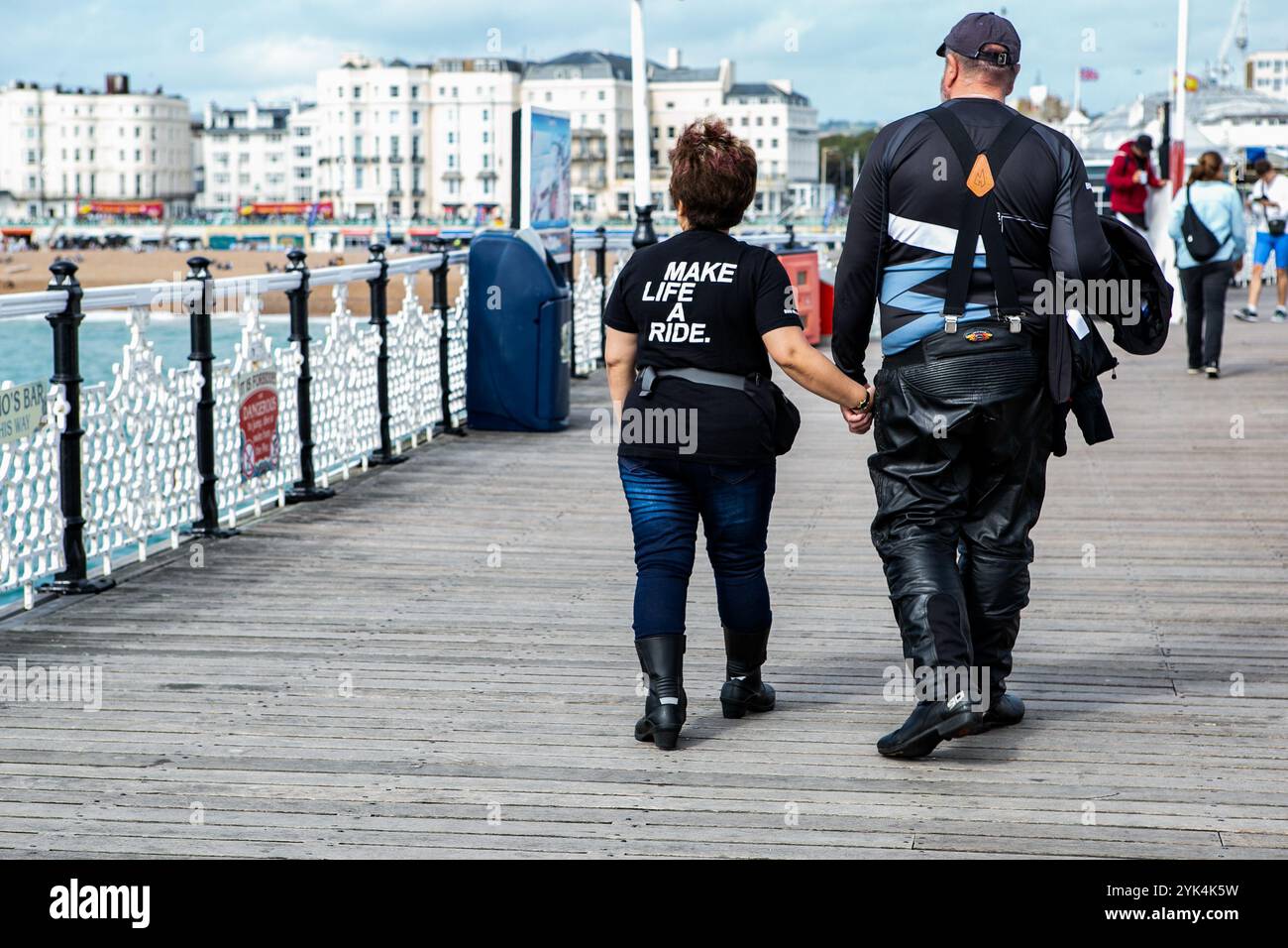 Thousands of bikers took to the road for their annual 'London to Brighton  Burn Up' ride event. They departed from the Ace Cafe in London and  descended on  Brighton seafront  where motorcycles of all times & styles were on display Stock Photo