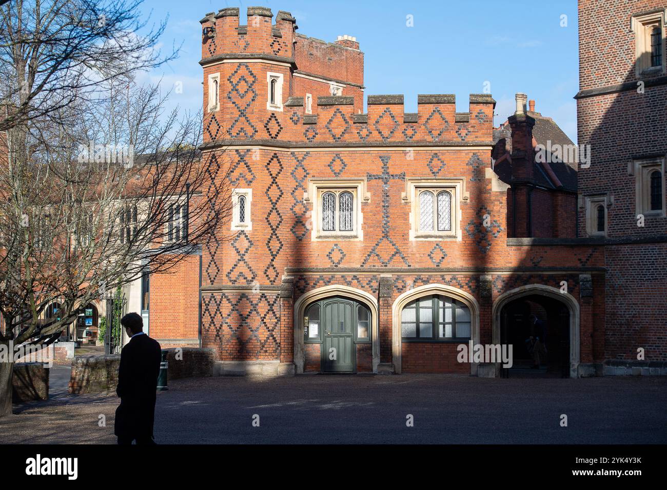 Eton, UK. 17th November, 2024. The famous Eton College boarding school in Eton, Windsor, Berkshire. The current annual fee for a boy to attend Eton College is £52,749, however, from January next year the fees are reported to be going up to £63,000 per annum. This is due to the new Labour Government's policy on no longer allowing VAT exemptions for fees at private and public schools. According to press articles, the new Provost of Eton College, Sir Nicholas Coleridge, has had numerous enquiries from worried parents asking for help with payment of the increased fees. Credit: Maureen McLean/Alamy Stock Photo