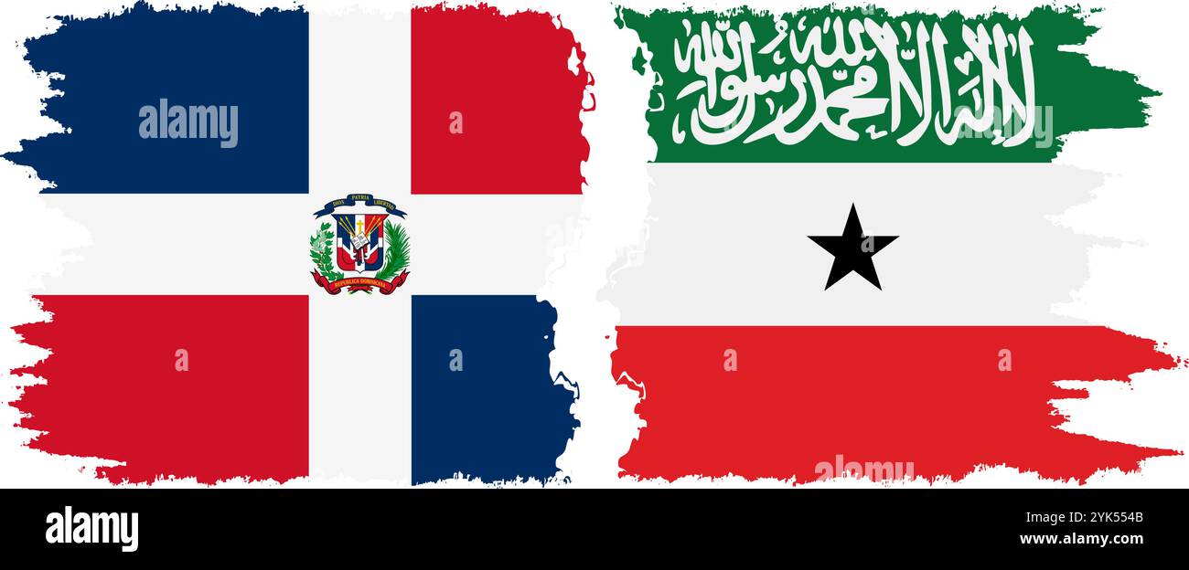 Somaliland and Dominican Republic grunge flags connection, vector Stock Vector