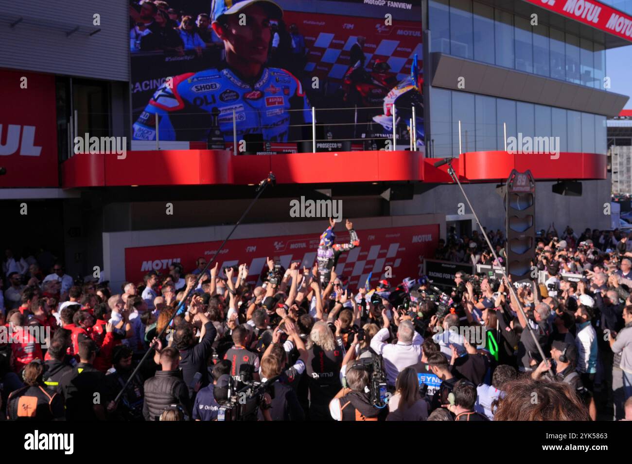 17.11.2024, Circuit de Barcelona-Catalunya, Barcelona, MotoGP Motul Solidarity Grand Prix of Barcelona, in the picture Jorge Martin from Spain, Prima Pramac Racing, new world champion of the MotoGP 2024. Stock Photo