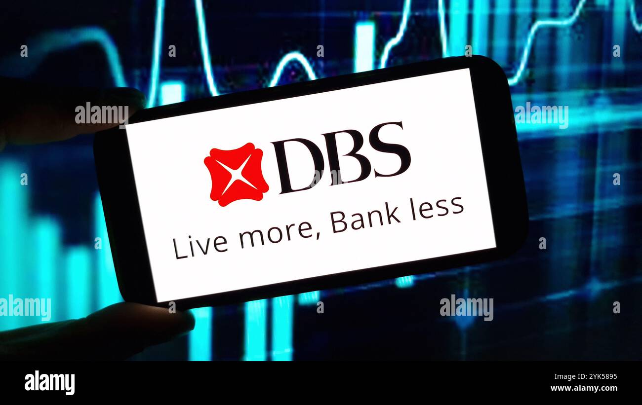 Konskie, Poland - November 15, 2024: DBS Group company logo displayed on mobile phone Stock Photo