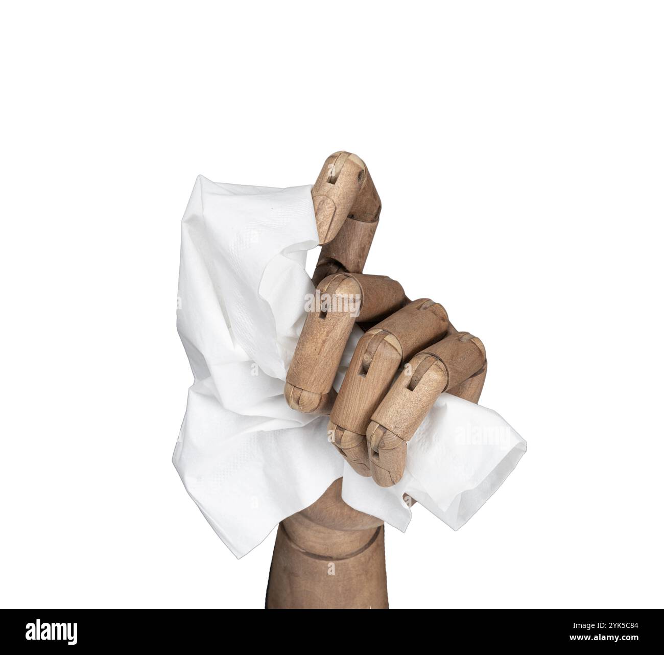 A handkerchief in a wooden hand on a transparent background Stock Photo ...