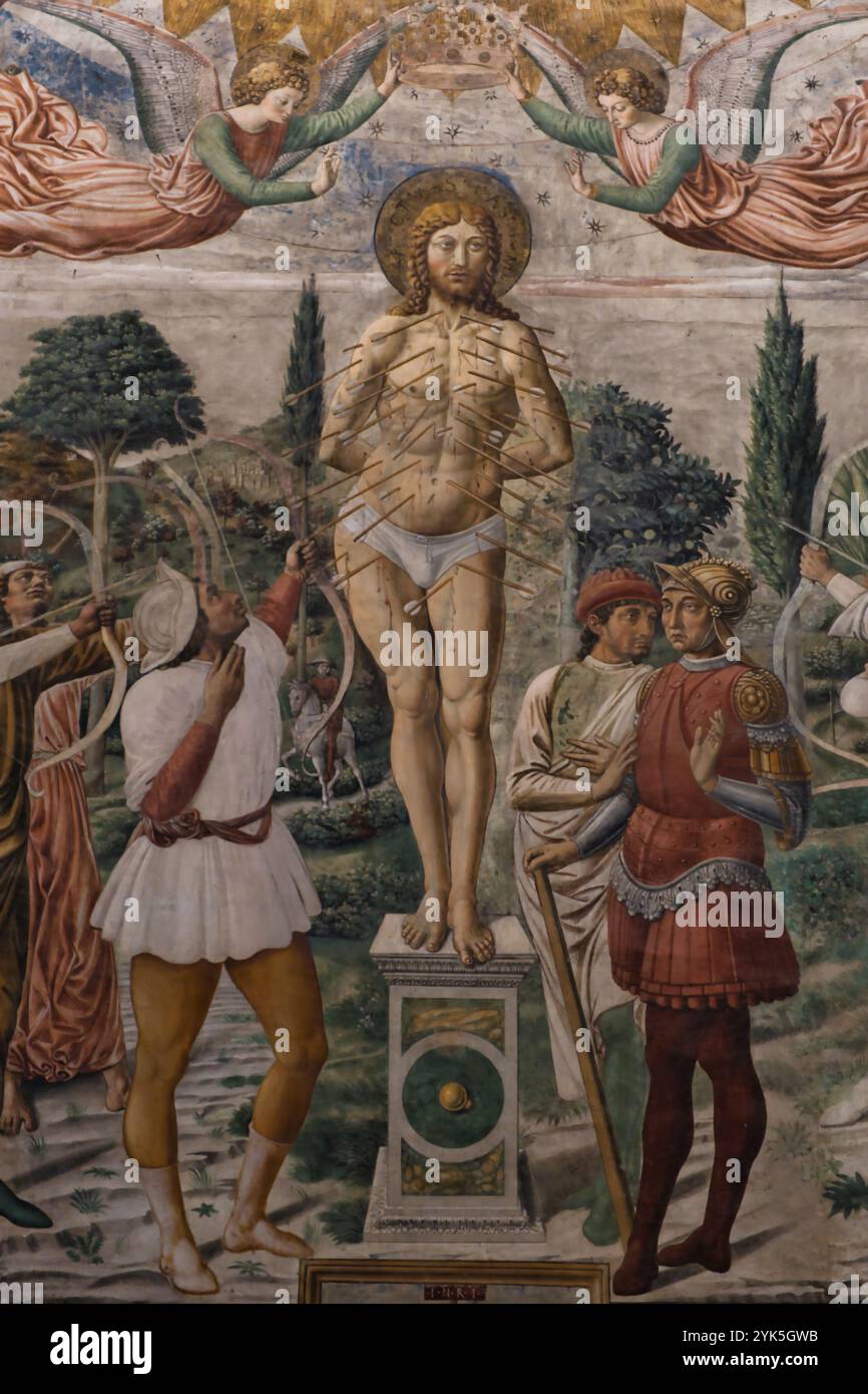 Fresco of the martyrdom of Saint Sebastian in the cathedral of San ...