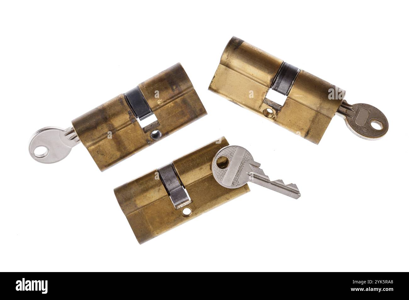 Door locks and keys isolated on white background Stock Photo - Alamy