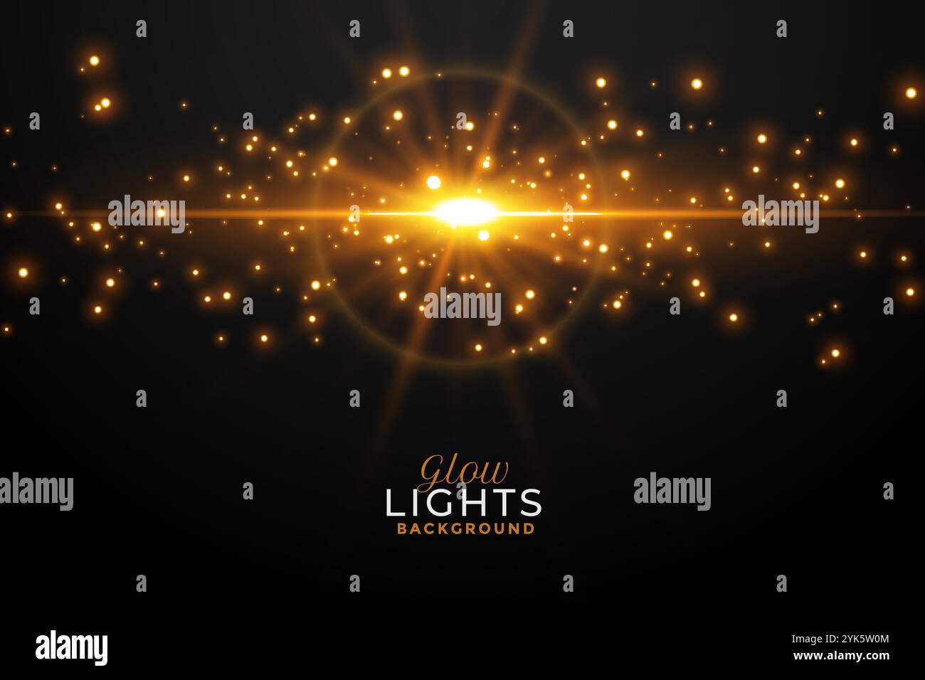 glowing golden light flare with sparkles background Stock Vector Image ...