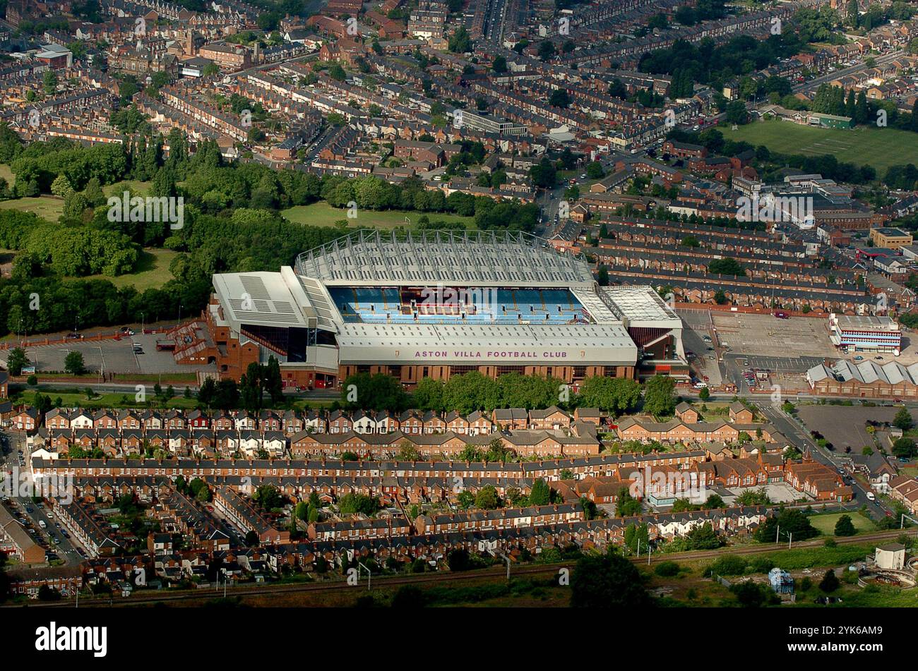 Aerial view of Villa Park in Birmingham home of Aston Villa Football Club Stock Photo