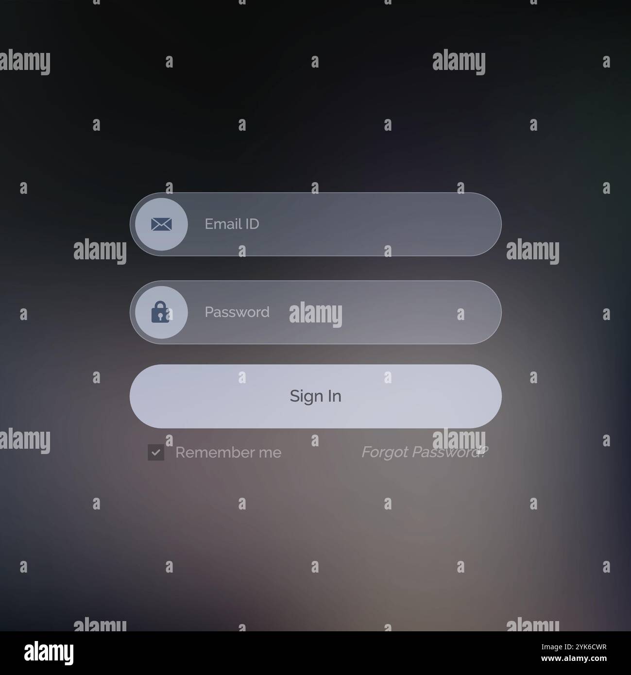 Creative dark login form design hi-res stock photography and images - Alamy