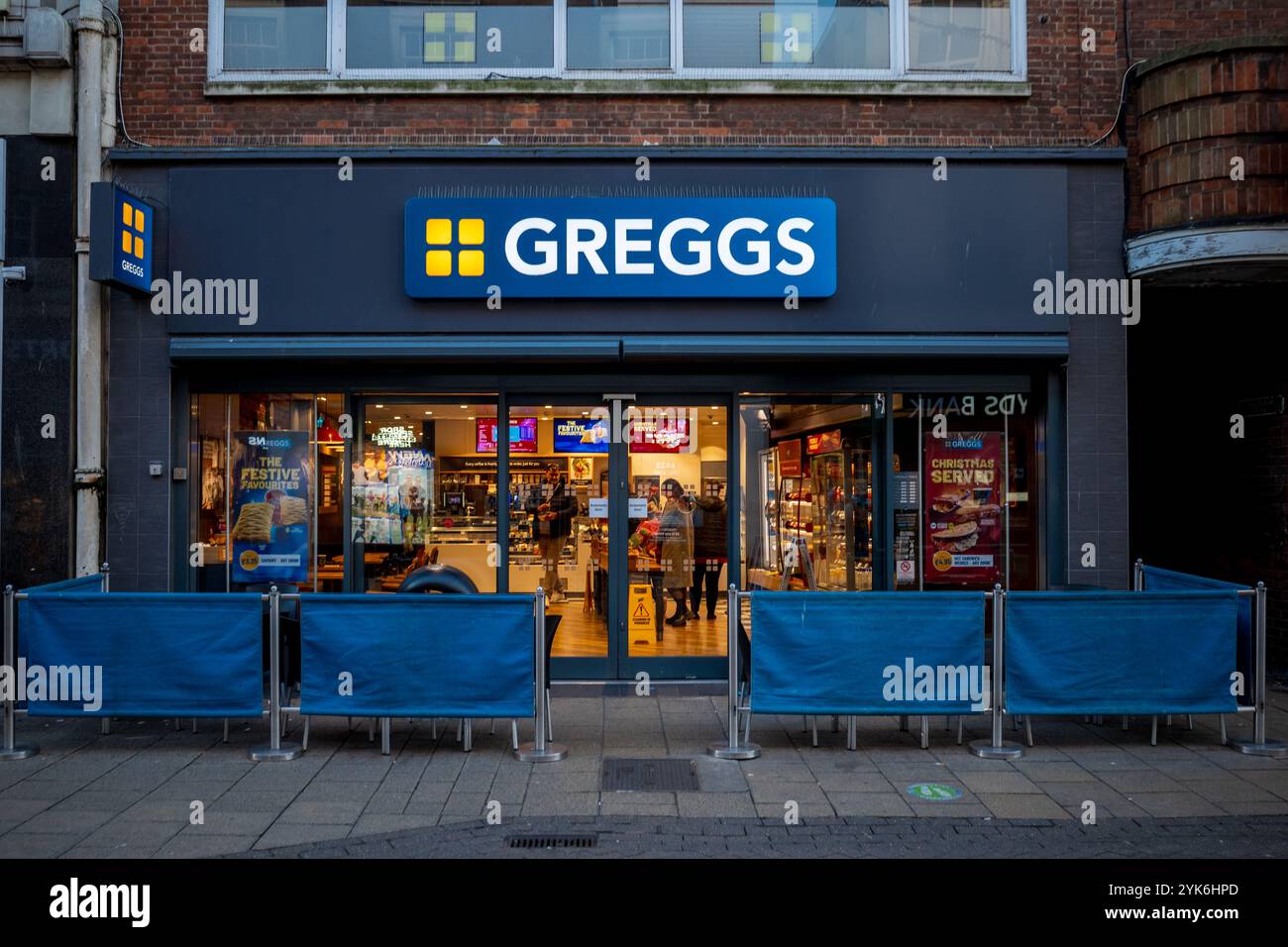 Greggs Bakery and Takeaway in Great Yarmouth Norfolk UK. Greggs is a British bakery chain founded in 1939. Stock Photo