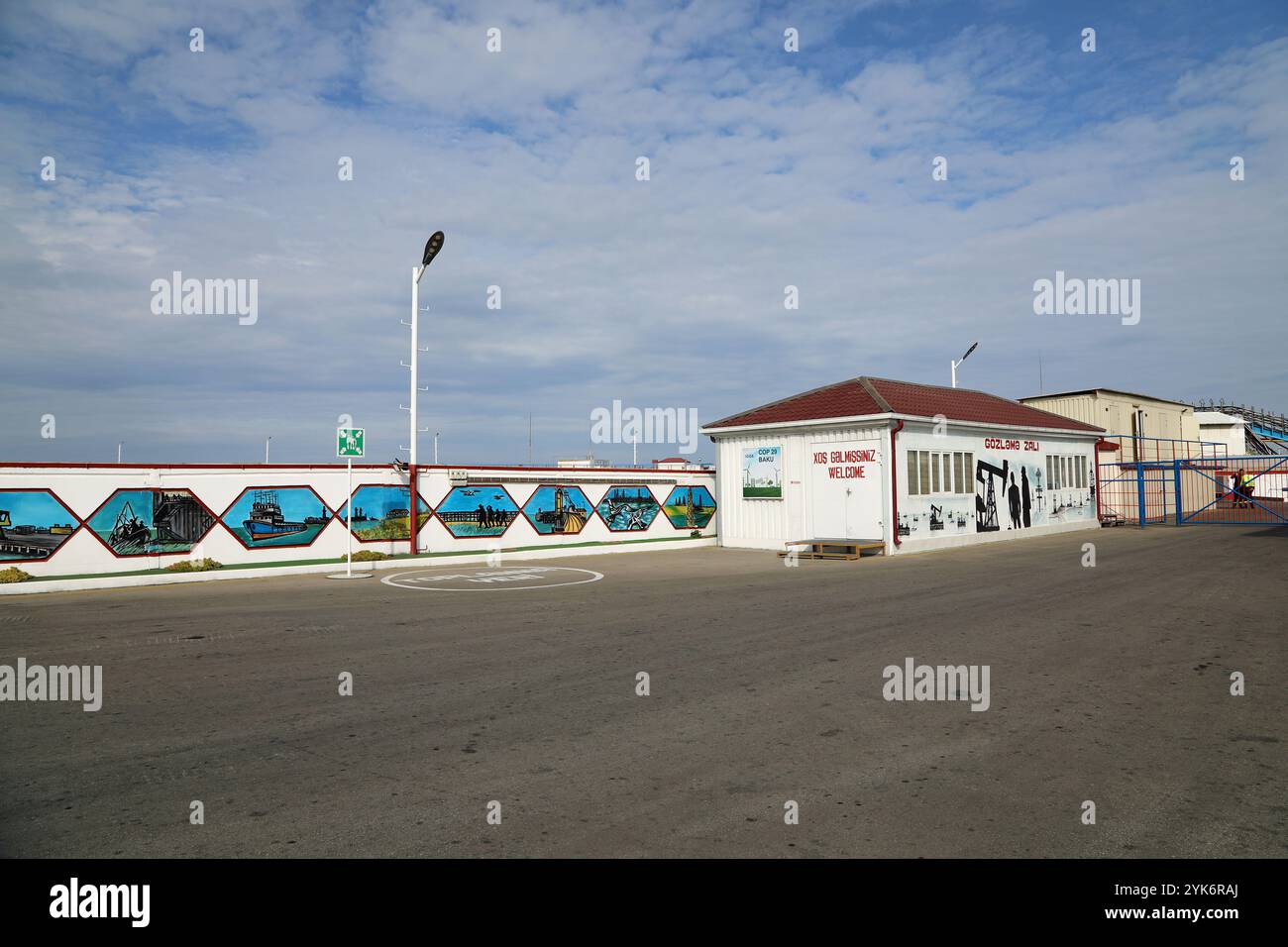 Landing pier to the offshore oil platform city of Neft Daslari in Azerbaijan Stock Photo