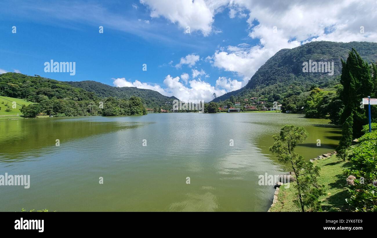 A stunning view of Granja Comary in Teresópolis, Brazil, home to the training center of the Brazilian national soccer team. - Smartphone Captured Stock Image
