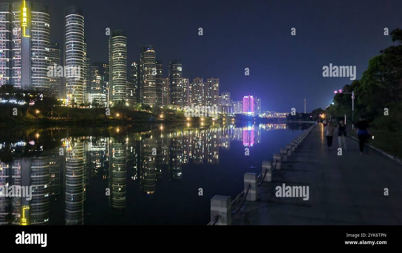 A stunning night scene in Yichun, Jiangxi, China. - Smartphone Captured Stock Image