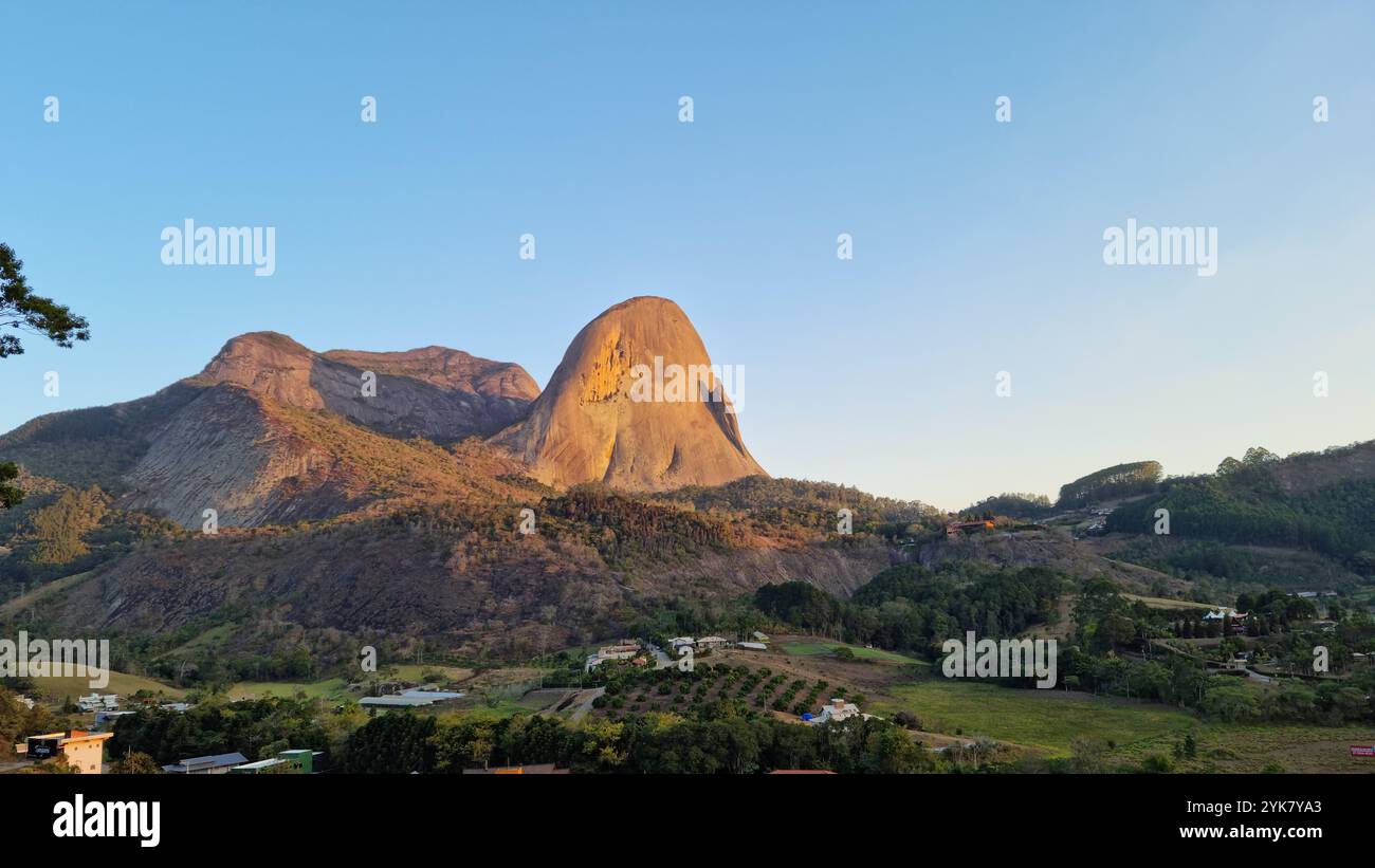A breathtaking view of the Pedra Azul mountain in Domingos Martins, Espírito Santo, Brazil. - Smartphone Captured Stock Image