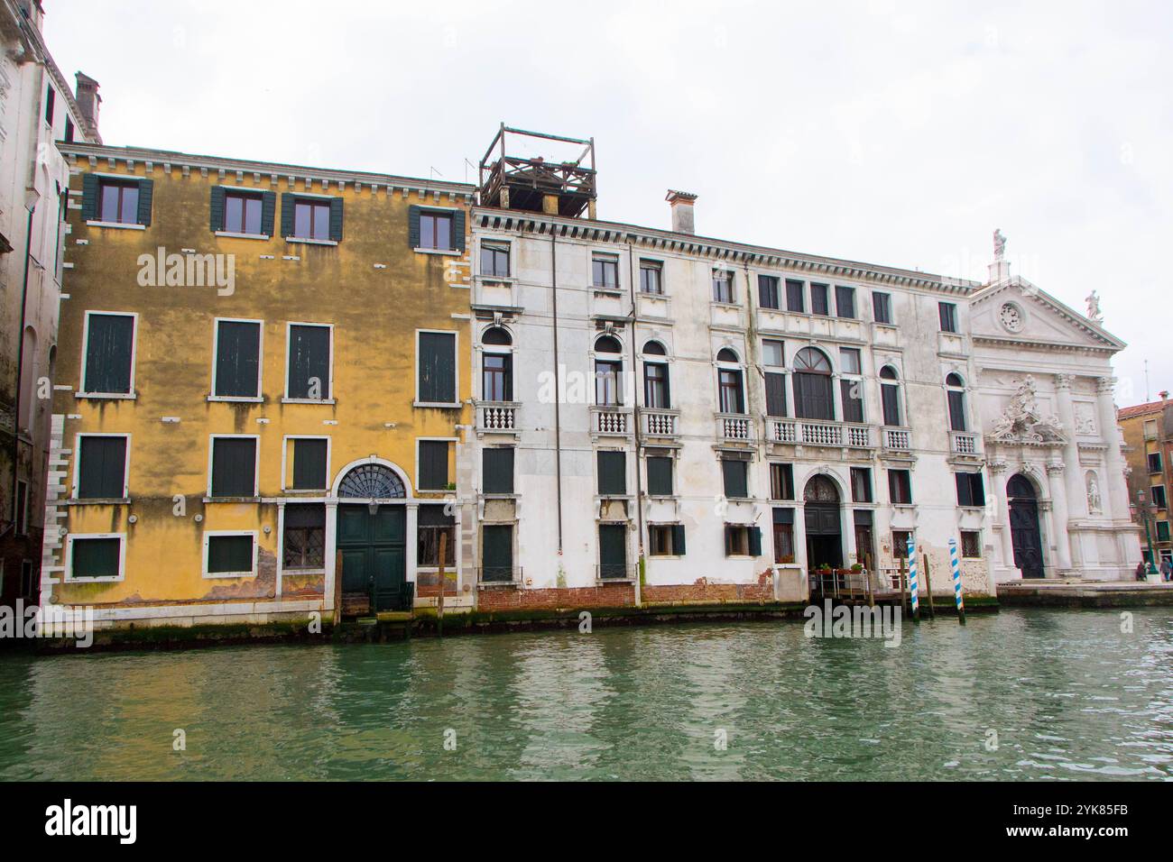 A view of historic Venetian buildings along the Grand Canal, showcasing ...