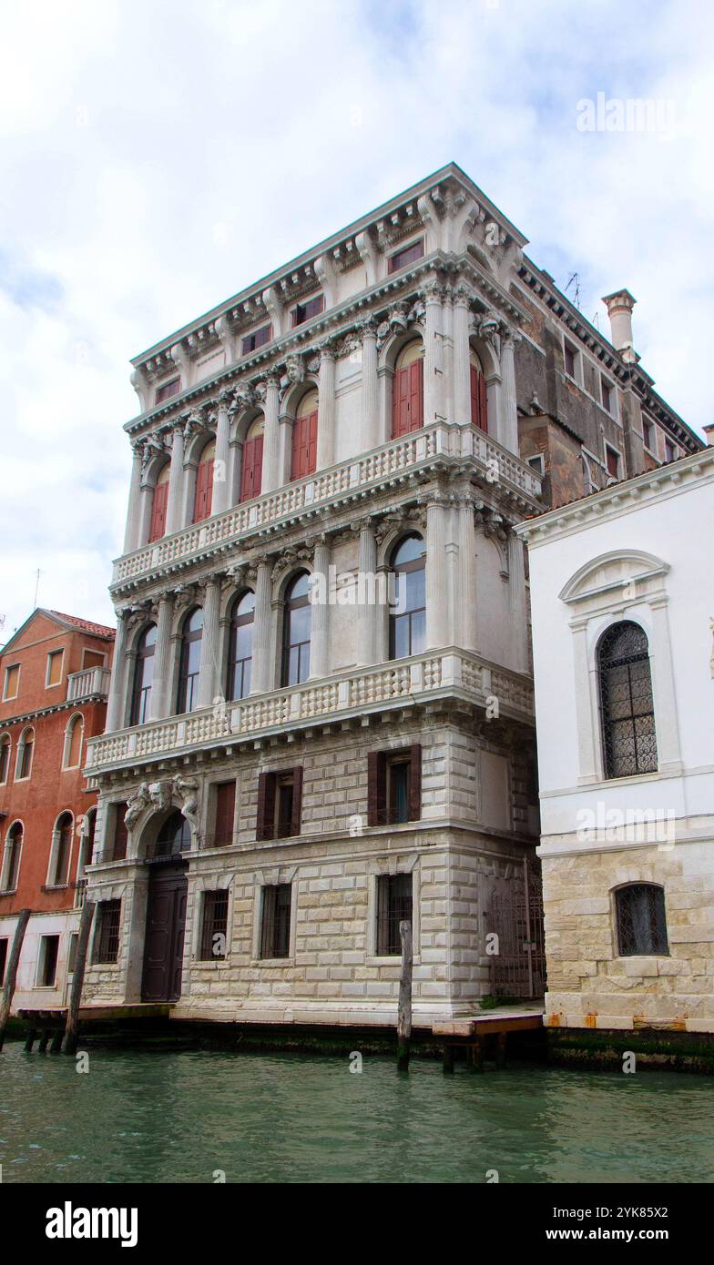 A view of historic Venetian buildings along the Grand Canal, showcasing ...
