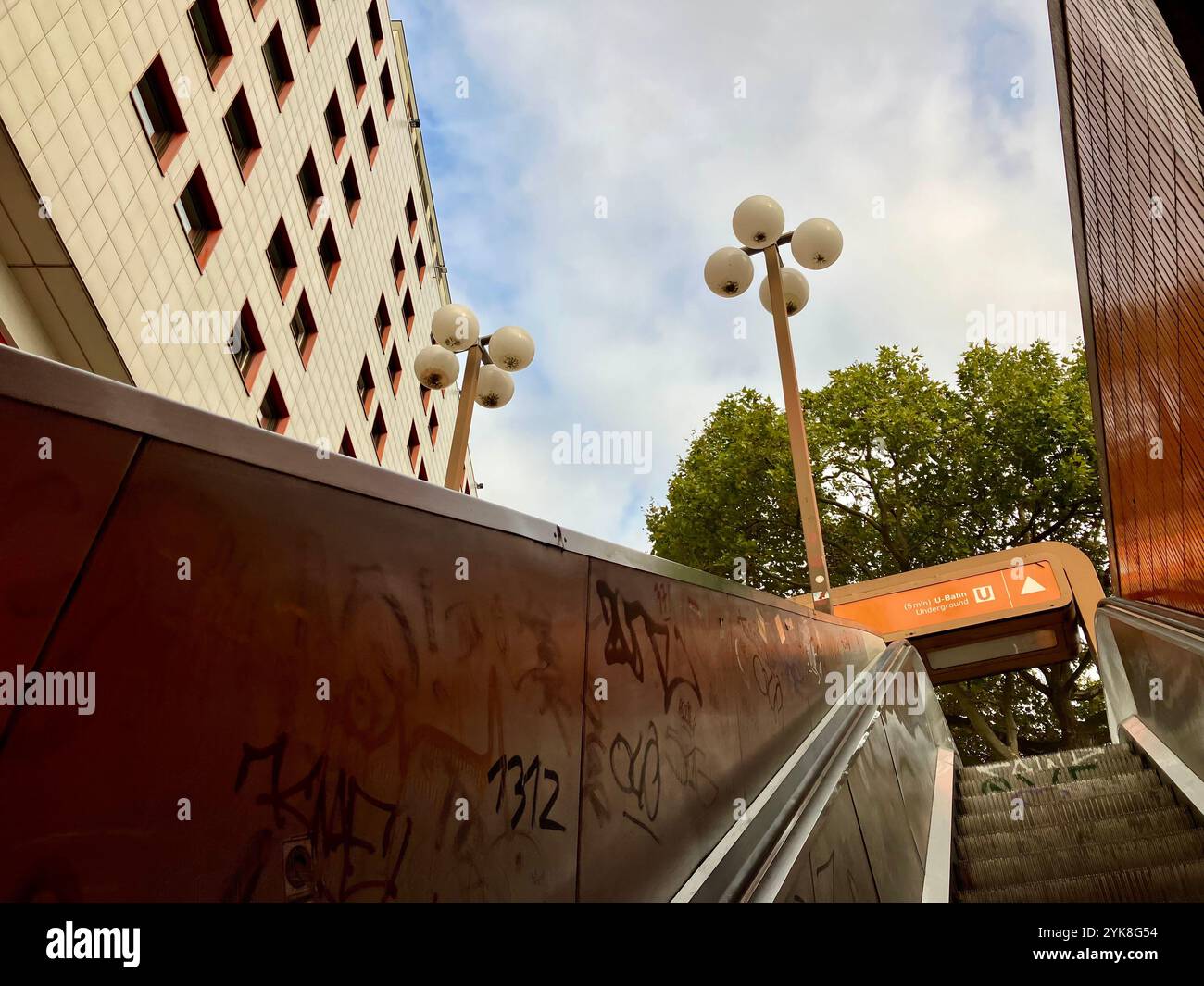 Escalators and Stairwell of the Messedamm Underpass near the Ibis Berlin Messe. Westend, Charlottenburg-Wilmersdorf, Berlin, Germany. 5th October 2023. - Smartphone Captured Stock Image