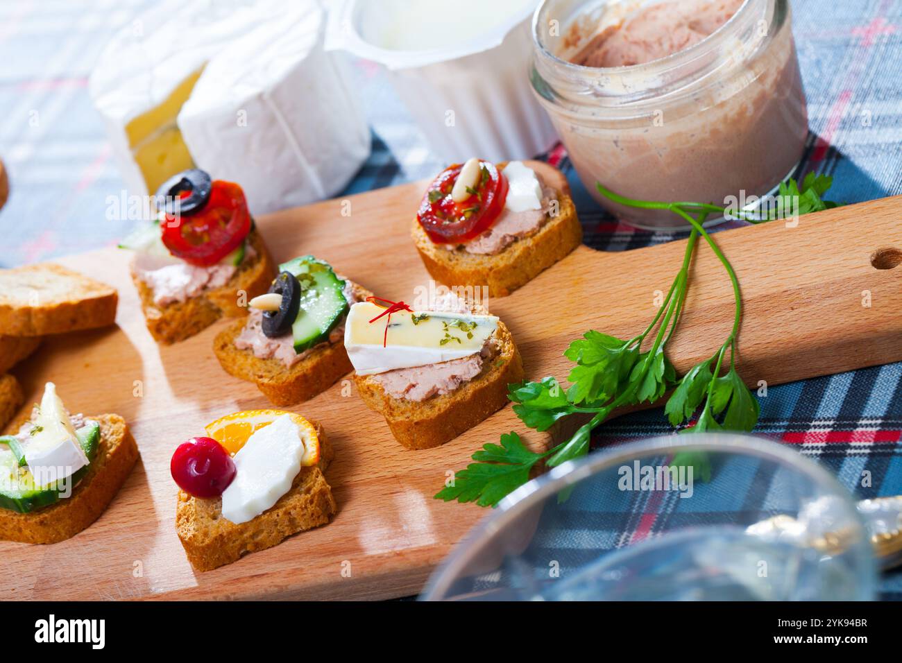 Assorted homemade canape appetizers Stock Photo
