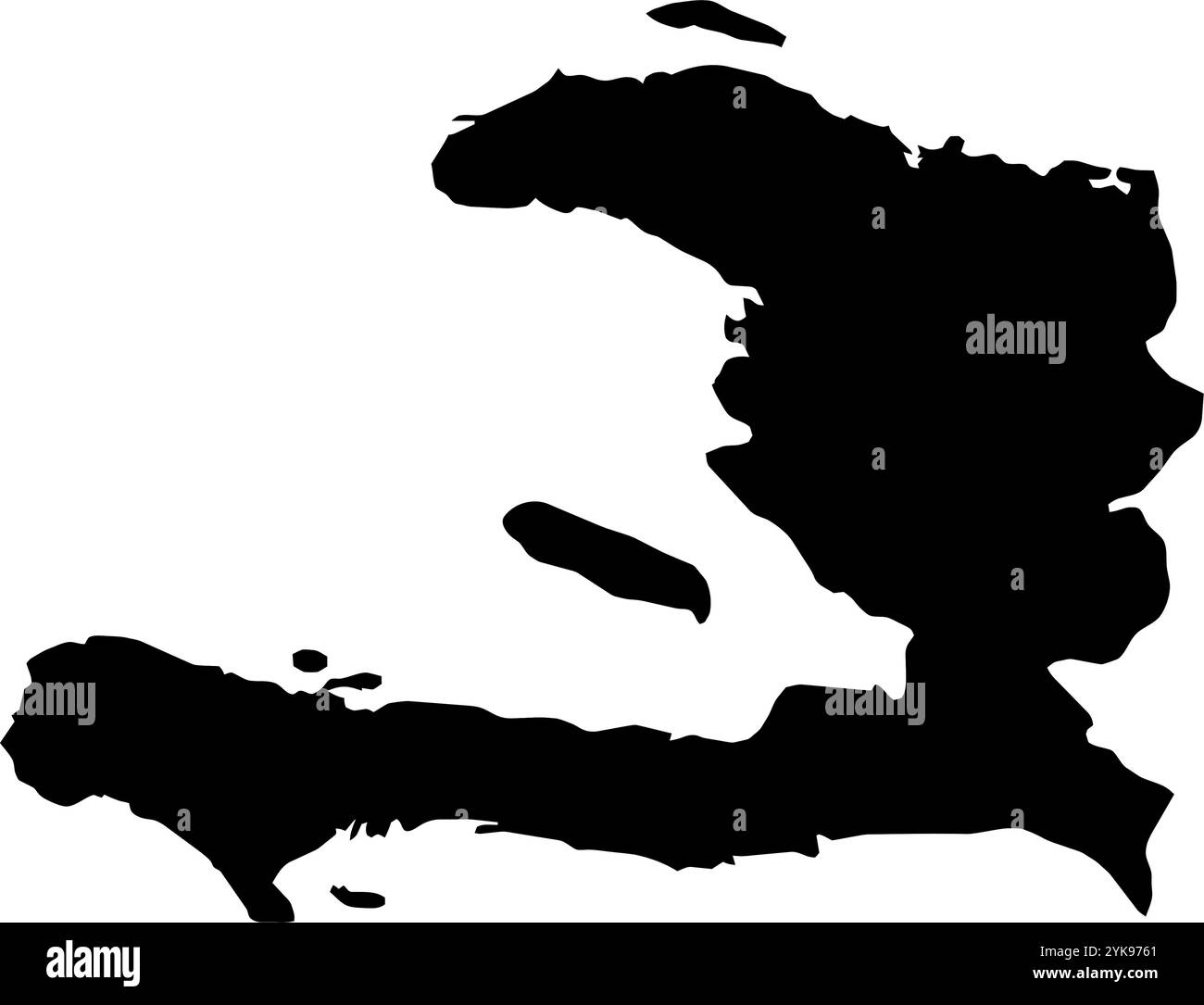 A contour map of Haiti. Vector graphic illustration on a transparent background with black country's borders Stock Vector