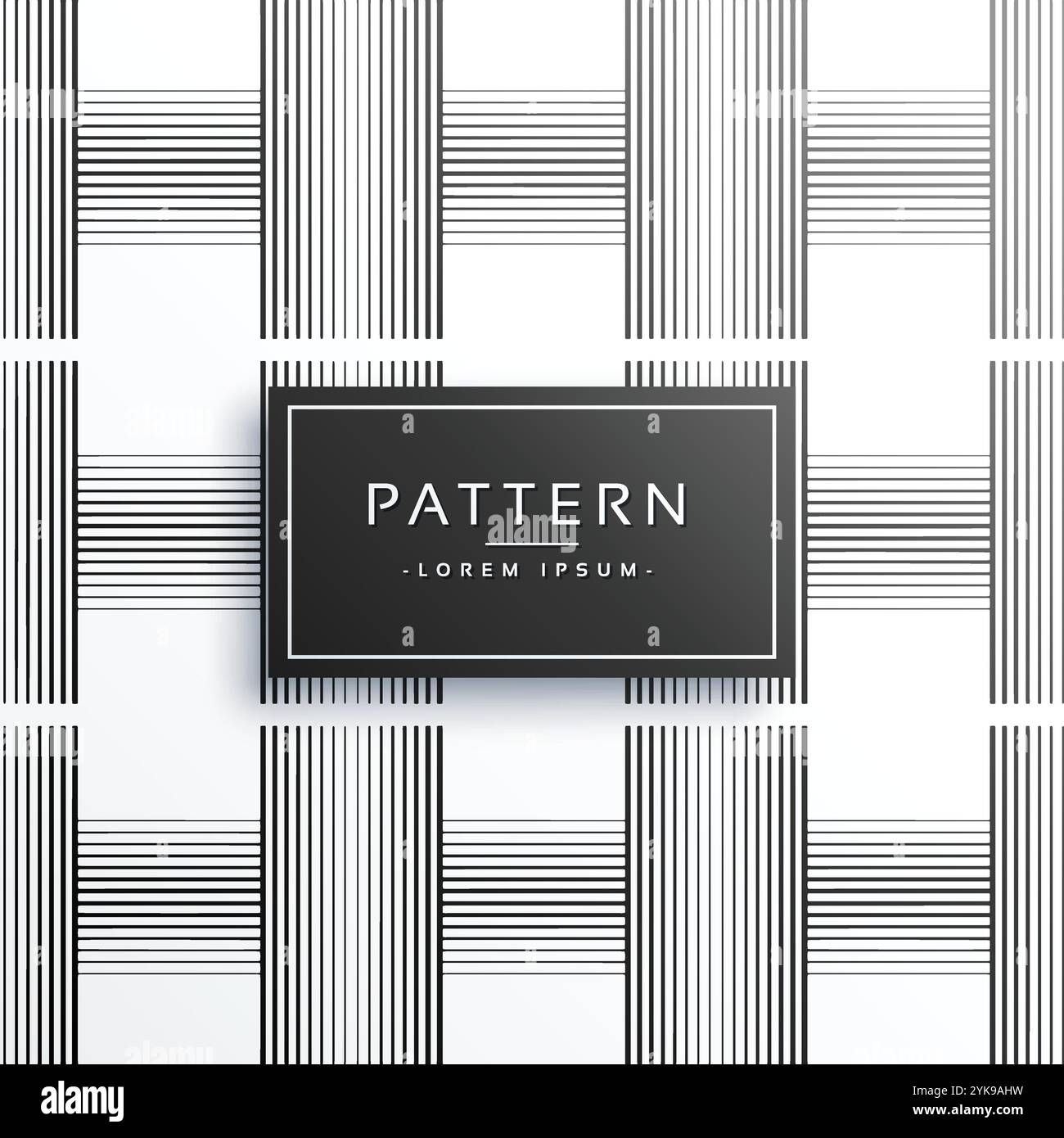 geometric black verticle and horizontal lines pattern design Stock Vector