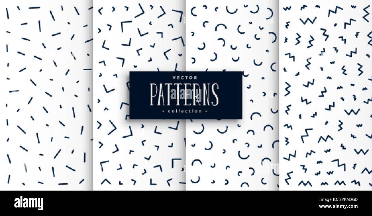 memphis pattern set in black and white color Stock Vector Image & Art ...