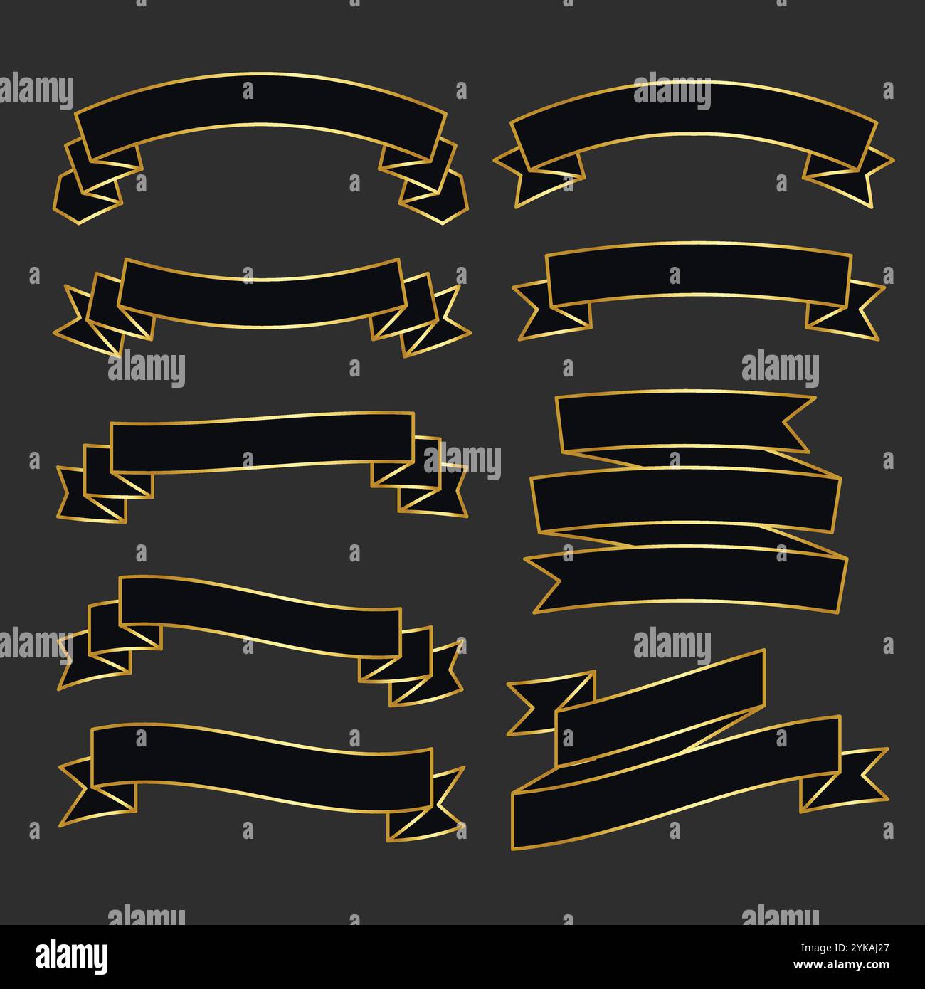 premium black and gold ribbon set Stock Vector Image & Art - Alamy