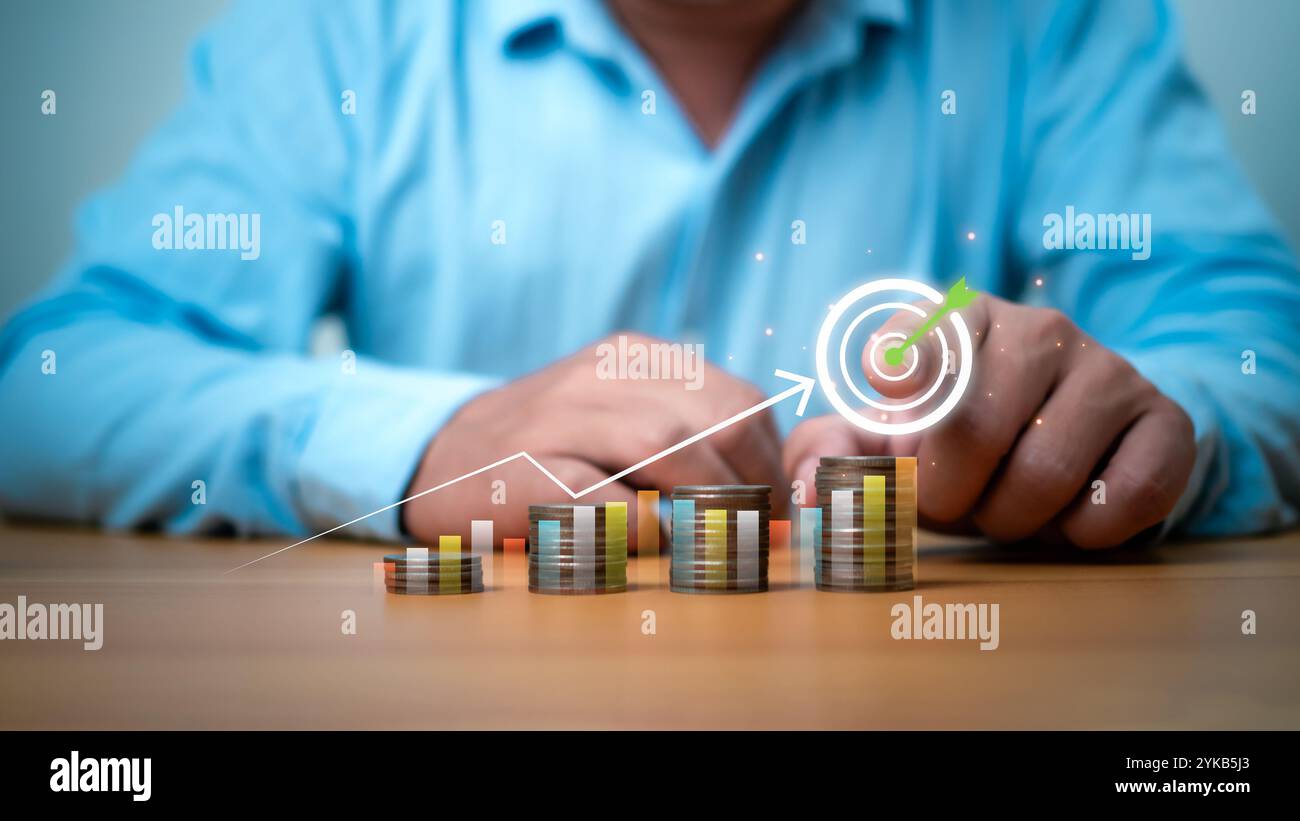 Interest rate growth and increase graph, Concept of interest rates and