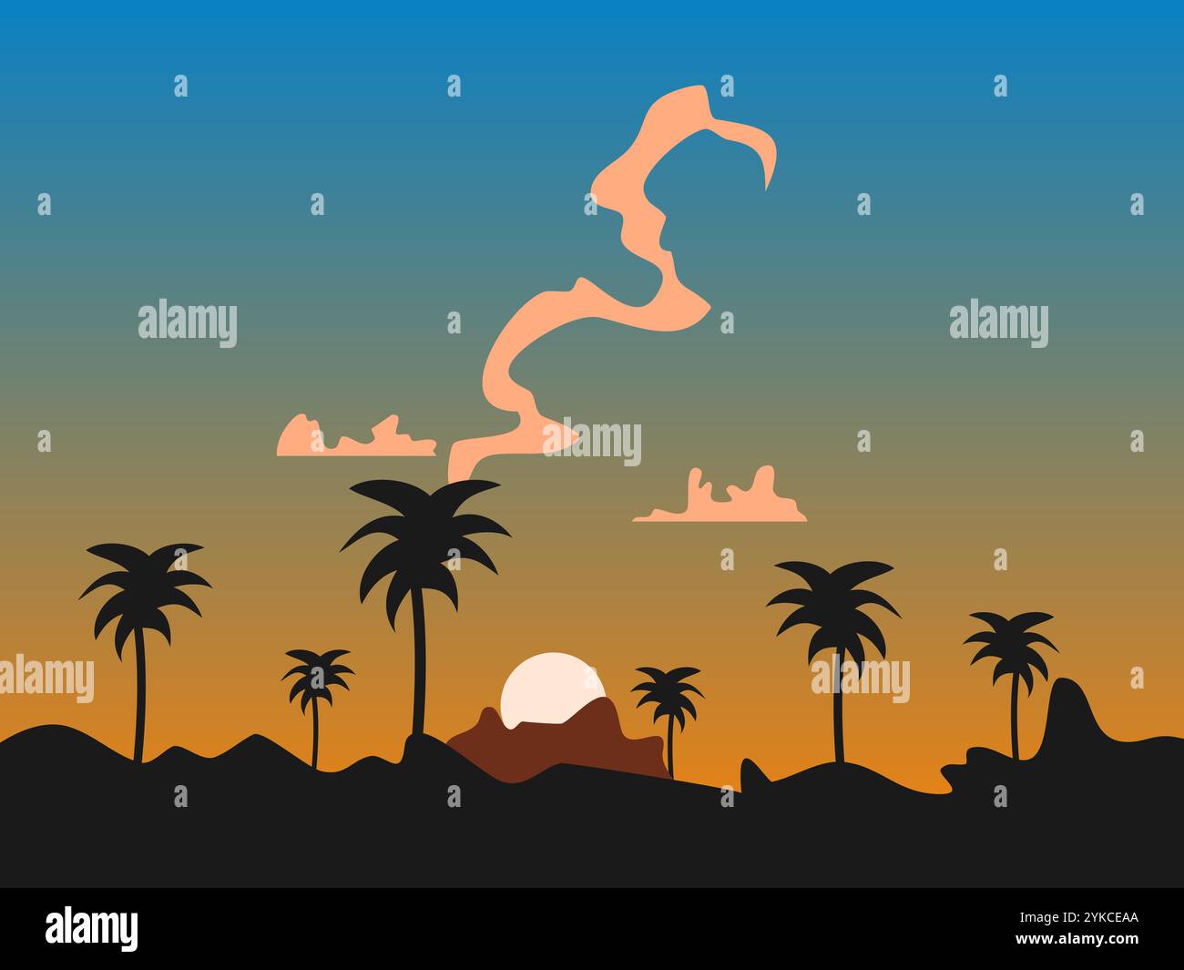 flat design sunset vector illustration Stock Vector Image & Art - Alamy
